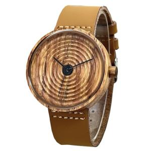 Men's Wooden Watch with Brown Leather Strap