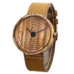 Men's Wooden Watch with Brown Leather Strap