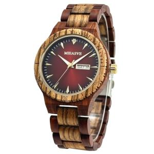 MIEASVE Wooden Watch for Men with Red Dial