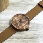 Men's Wooden Watch with Brown Leather Strap