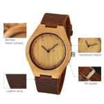 CUCOL Men's Wooden Watch with Leather Strap