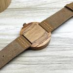 Men's Wooden Watch with Brown Leather Strap