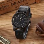 LeeEv Unisex Wood Watch with Suede Leather Band