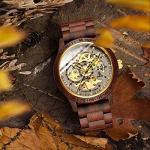 Stylish Wooden Skeleton Men’s Watch with Leather Band