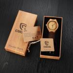 CUCOL Men's Wooden Watch with Leather Strap