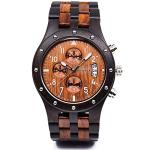BEWELL W109D Men's Black and Red Wood Watch