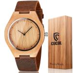 CUCOL Men's Wooden Watch with Leather Strap