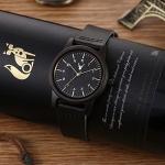 LeeEv Unisex Wood Watch with Suede Leather Band