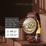 Stylish Wooden Skeleton Men’s Watch with Leather Band