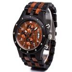 BEWELL W109D Men's Black and Red Wood Watch