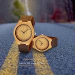CUCOL Men's Wooden Watch with Leather Strap