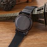 LeeEv Unisex Wood Watch with Suede Leather Band