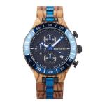 BOBO BIRD Men's Blue Zebrawood Chronograph Watch