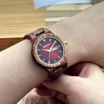 MIEASVE Wooden Watch for Men with Red Dial