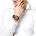 BEWELL W109D Men's Black and Red Wood Watch