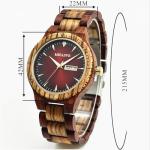 MIEASVE Wooden Watch for Men with Red Dial