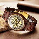 Stylish Wooden Skeleton Men’s Watch with Leather Band