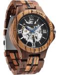 Forsining Men's Vintage Wood Mechanical Skeleton Watch