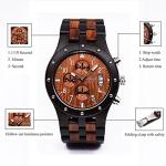 BEWELL W109D Men's Black and Red Wood Watch