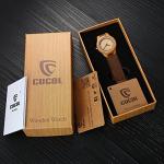 CUCOL Women's Bamboo Wood Watch with Leather Strap