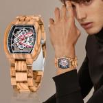 Dentily Elegant 40mm Wooden Case Watch for Men