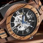 Forsining Men's Vintage Wood Mechanical Skeleton Watch