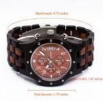 BEWELL W109D Men's Black and Red Wood Watch