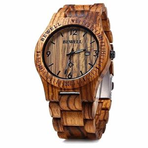 BEWELL Lightweight Handmade Wood Sports Watch for Men