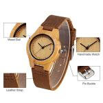 CUCOL Women's Bamboo Wood Watch with Leather Strap