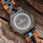 BOBO BIRD Men's Blue Zebrawood Chronograph Watch