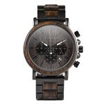 Men's Luxury Wooden Chronograph Watch with Steel