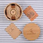 BOBO BIRD Men's Bamboo Wood Watch with Leather Strap