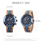 BOBO BIRD Men's Blue Zebrawood Chronograph Watch