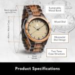Treehut Men's Wooden Watch with Adjustable Band