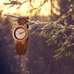 CUCOL Women's Bamboo Wood Watch with Leather Strap