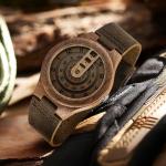 Timever Men's Wooden Watch with Leather Strap
