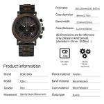 Men's Luxury Wooden Chronograph Watch with Steel