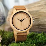 BOBO BIRD Men's Bamboo Wood Watch with Leather Strap