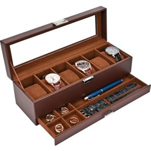 Espresso 6-Slot Wooden Watch Display Case