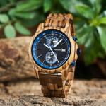 2win Men's Luxury Wood Chronograph Watch - Blue