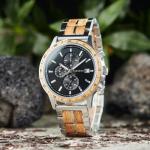 Men's Wooden Watch with Stainless Steel Strap