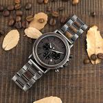 Men's Luxury Wooden Chronograph Watch with Steel