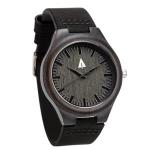 Treehut Men's Ebony Wood Watch with Leather Straps