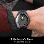 Treehut Men's Ebony Wood Watch with Leather Straps