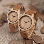 BOBO BIRD Men's Bamboo Wood Watch with Leather Strap