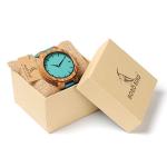 Men's Bamboo Wood Watch with Blue Leather Strap