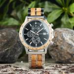 Men's Wooden Watch with Stainless Steel Strap