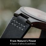 Treehut Men's Ebony Wood Watch with Leather Straps