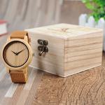 BOBO BIRD Men's Bamboo Wood Watch with Leather Strap