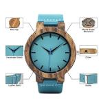 Men's Bamboo Wood Watch with Blue Leather Strap